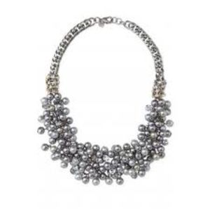 Stella & Dot Isadora Hematite Pearl Bib Necklace